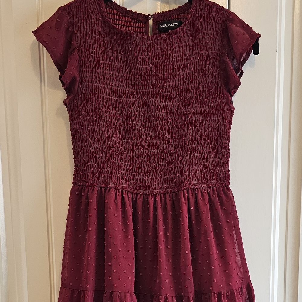 Elegant Burgundy Women's Dress